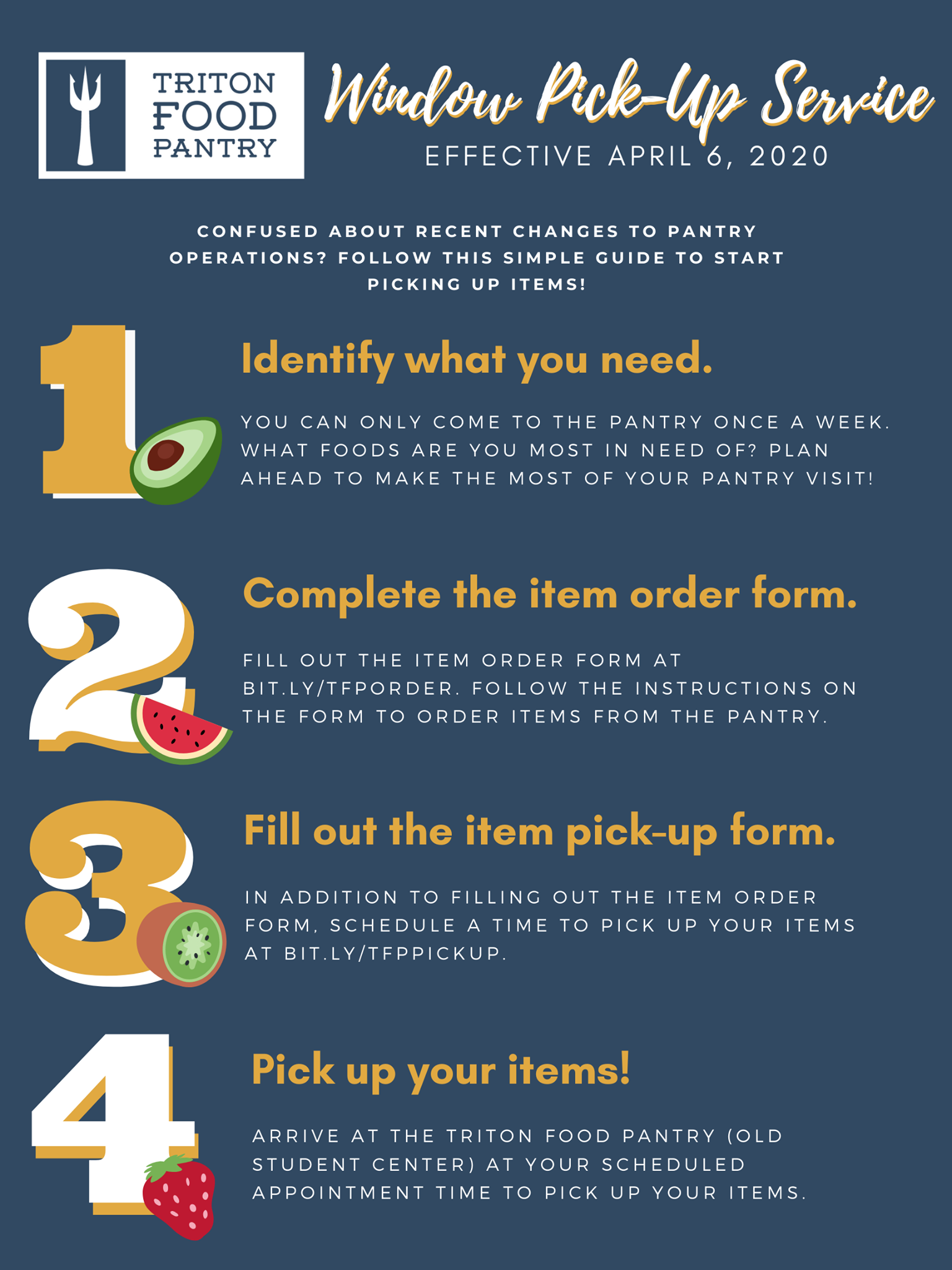 Triton Food Pantry Pick Up Service Instructions